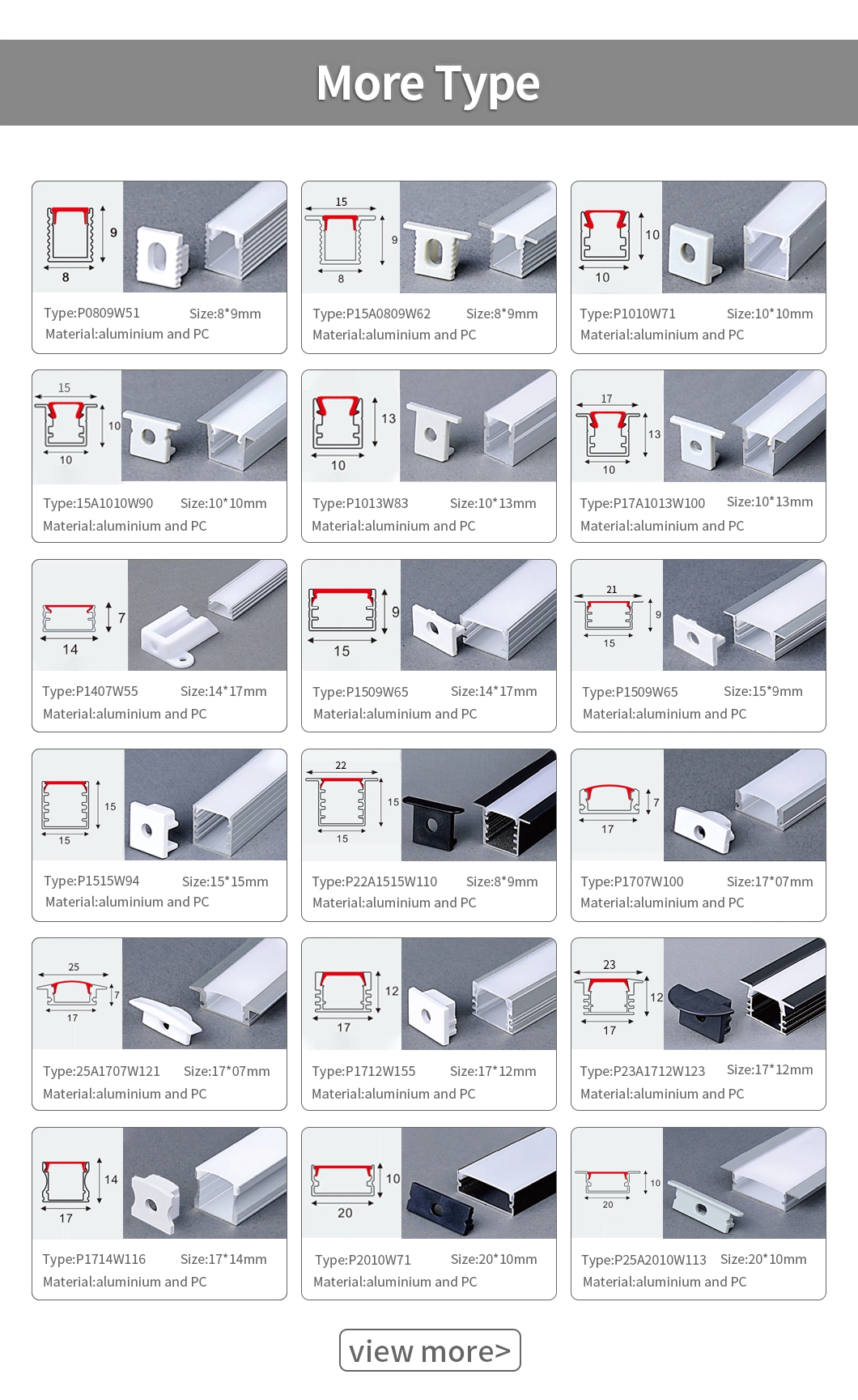 P0809 Surface Cabinet and Home Decoration LED Aluminum Profile